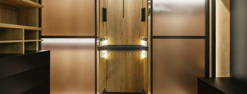 walk in wardrobe with led lighting